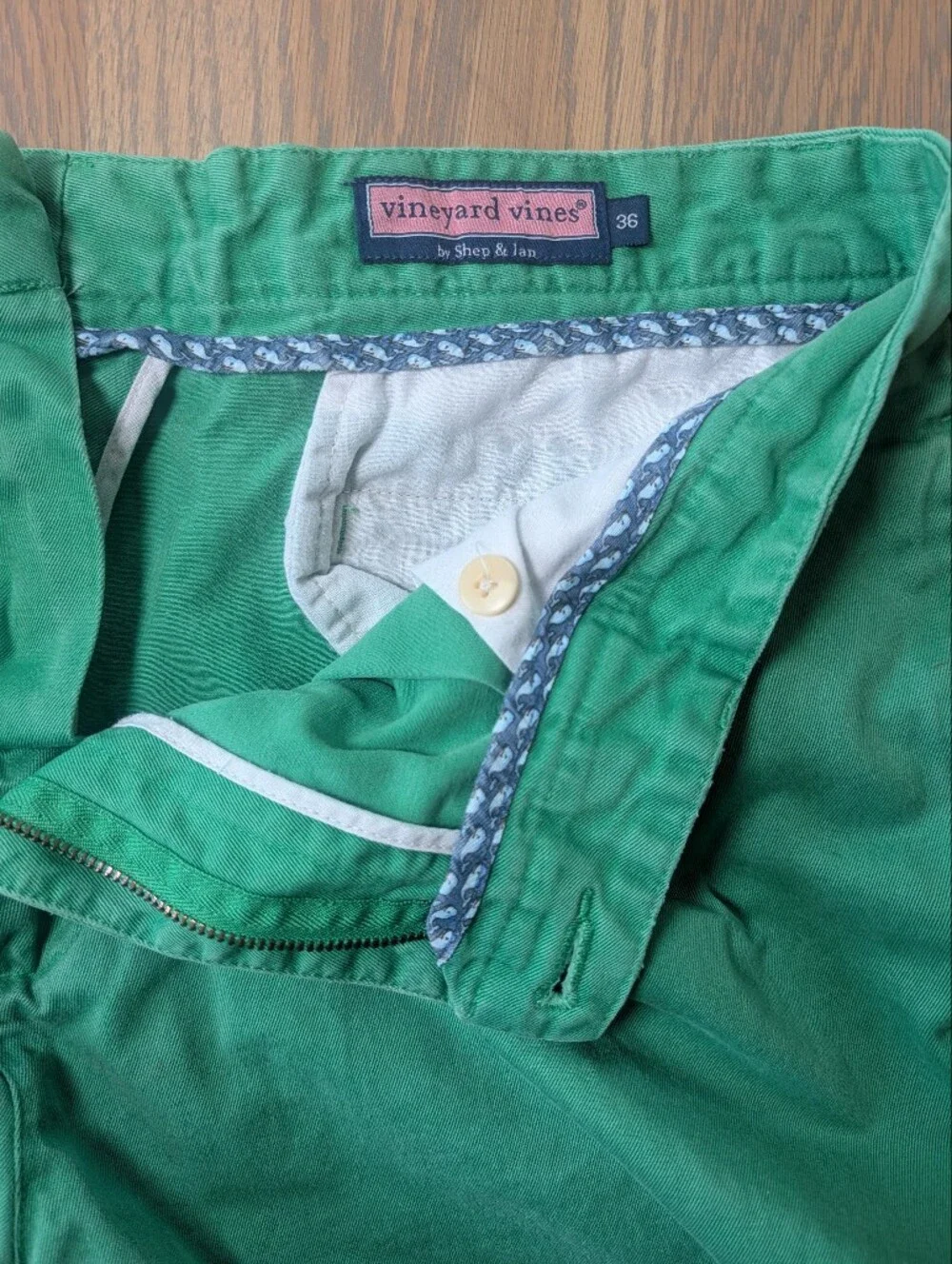 Vineyard Vines Green Cotton Twill Club Shorts Men's 36 Classic Chino Casual